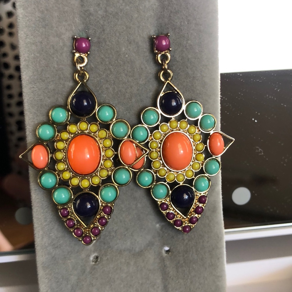 Multi colored geometric shape earrings